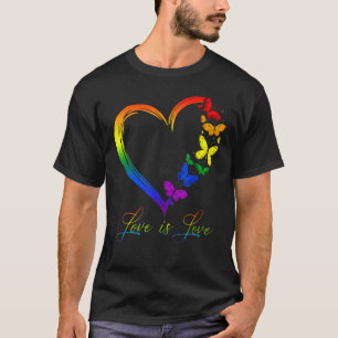 vlinder hart regenboog liefde is liefde lgbt gay l t-shirt