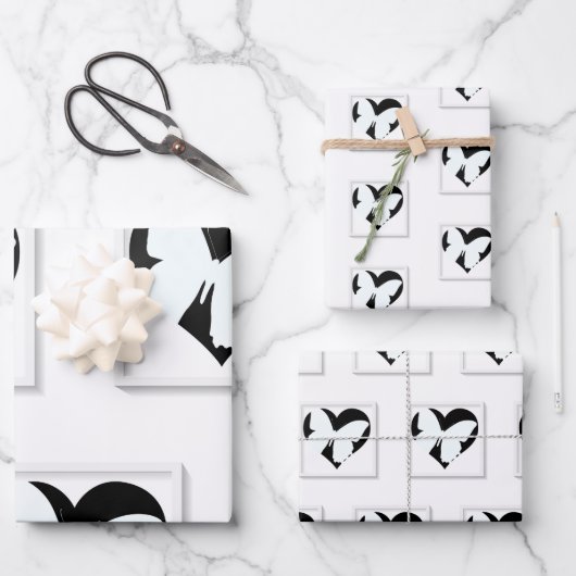 Vlinder Hart Wit Inpakpapier Vel (Voorkant)