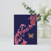 VLINDER, helder rood blauw Kaart (Staand voorkant)