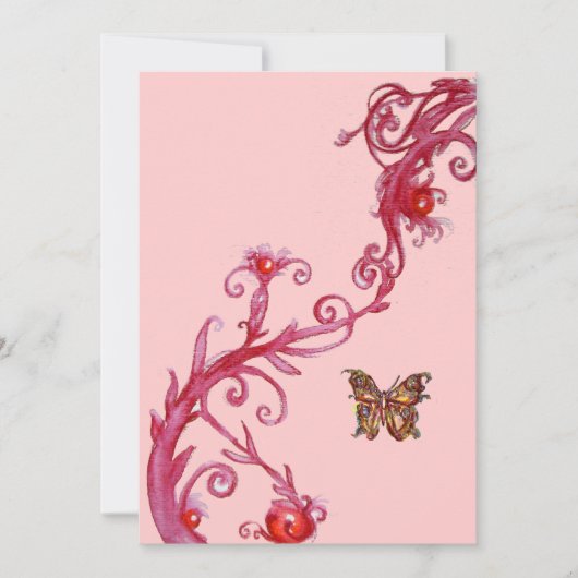 VLINDER, helder rood roze Kaart (Voorkant)