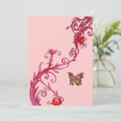 VLINDER, helder rood roze Kaart (Staand voorkant)