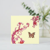 VLINDER, helder rood wit Kaart (Staand voorkant)