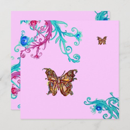 VLINDER, helder roze blauw Kaart (Voorkant / Achterkant)