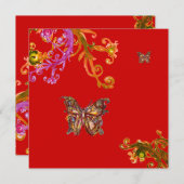 VLINDER, helder roze geel rood Kaart (Voorkant / Achterkant)