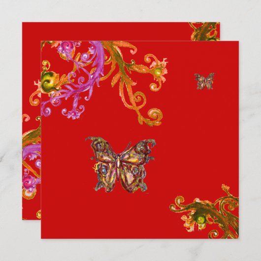 VLINDER, helder roze geel rood Kaart (Voorkant / Achterkant)