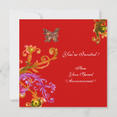 VLINDER, helder roze geel rood Kaart (Achterkant)