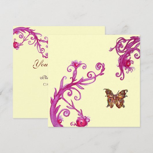 VLINDER, helder roze wit Kaart (Voorkant / Achterkant)