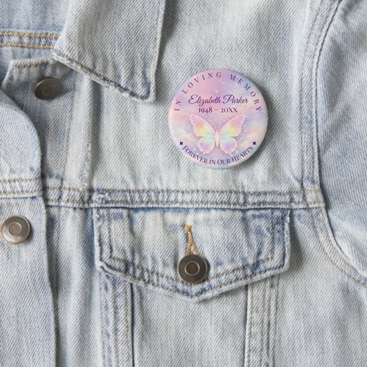 Vlinder-herdenkingsknop ter liefdevolle herinnerin ronde button 5,7 cm (In situ)