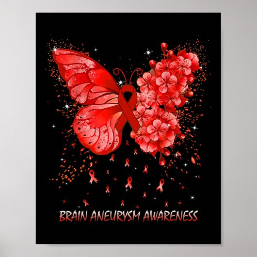 Vlinder hersenaneurysma bewustzijnslint poster (Voorkant)