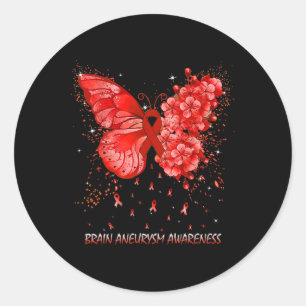 Vlinder hersenaneurysma bewustzijnslint ronde sticker