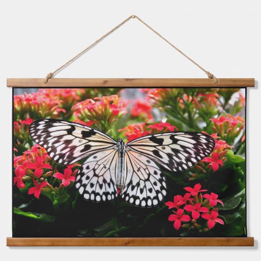 Vlinder hout Topped Wandtapijt Hangend Wandkleed (Voorkant)