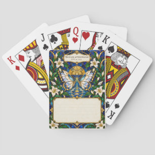 Vlinder-huwelijksgastboek handtekeningendek pokerkaarten