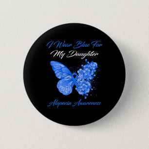 Vlinder Ik Draag Blauw Voor Mijn Dochter Alopecia Ronde Button 5,7 Cm