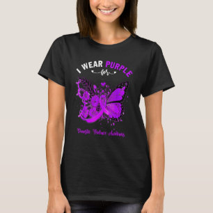 Vlinder Ik Draag Paars Voor Bewustwording Huiselij T-shirt