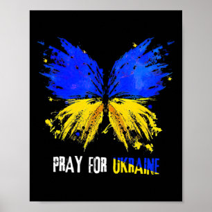 Vlinder Ik sta met Oekraïne Bid voor Oekraïne Vlag Poster