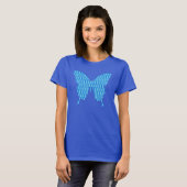 Vlinder in abstracte afdruk - tinten blauw t-shirt (Voorkant volledig)