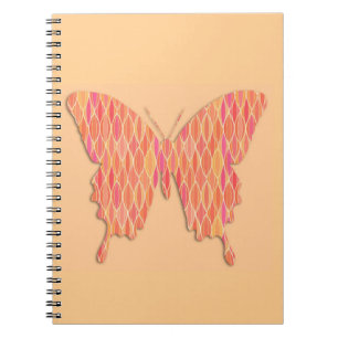 Vlinder in abstracte print - oranjekleurige tinten notitieboek