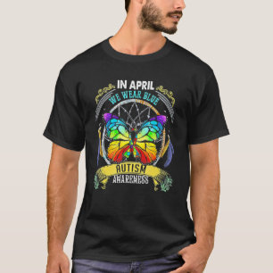 Vlinder In April Dragen We Blauwe Kleren Voor Auti T-shirt