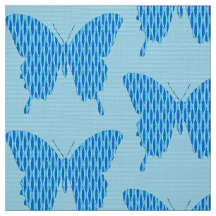 Vlinder in behang print - tinten blauw stof