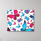 Vlinder in blauw en roze kleur canvas afdruk (Voorkant)