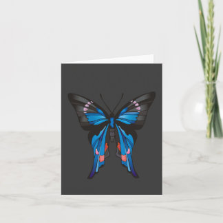 Vlinder in Blauwe Notecard Kaart