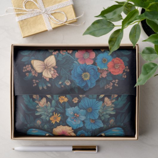 Vlinder in Bloemen 1 Decoupage papier (Geschenk)