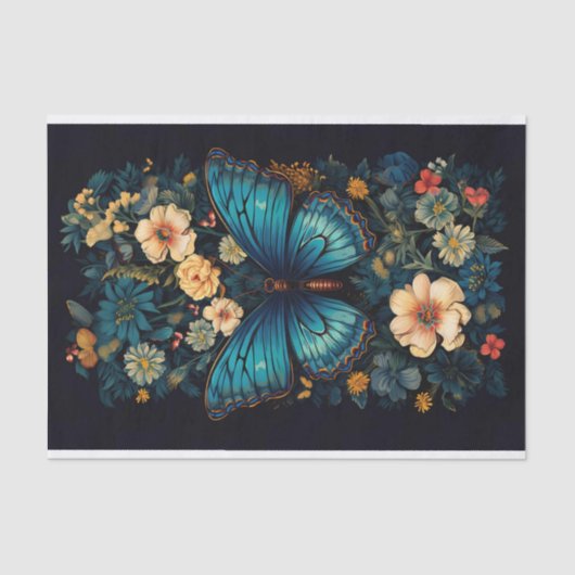 Vlinder in Bloemen 2 Decoupage papier (Voorkant)