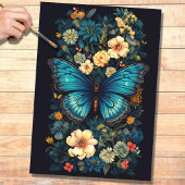 Vlinder in Bloemen 2 Decoupage papier