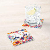 Vlinder in Bloemen Meisjes Baby shower Kartonnen Onderzetters (Insitu)