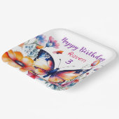 Vlinder in Bloemen Meisjes Verjaardagsfeestje Papieren Bordje (Gebogen)