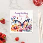 Vlinder in Bloemen Meisjes Verjaardagsfeestje Servet (Insitu)