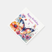 Vlinder in Bloemen Meisjes Verjaardagsfeestje Servet (Hoek)