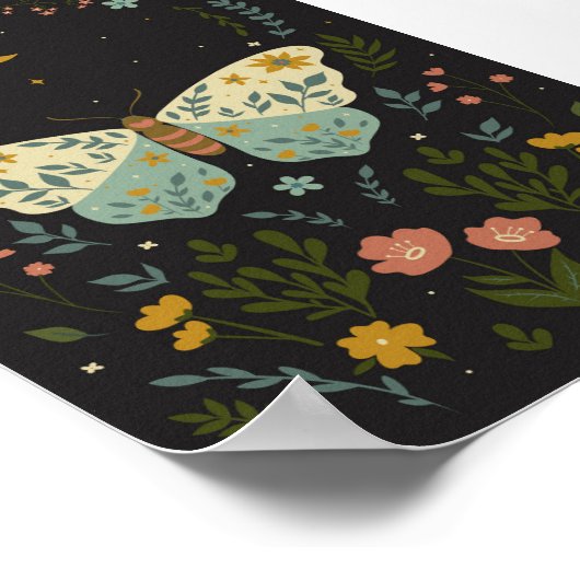 vlinder in boho - stijl poster (Hoek)