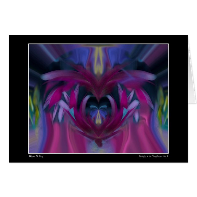 Vlinder in de Cornflowers No 3 Kaart (Voorkant Horizontaal)