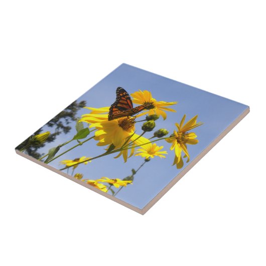 Vlinder in de Sky 2 Tegel Trivet Tegeltje (Zijkant)