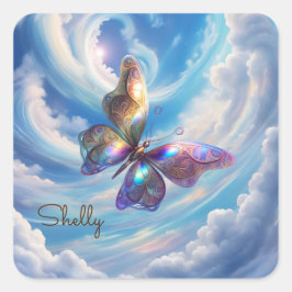 Vlinder in de wolken vierkante sticker