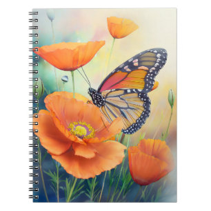 Vlinder in een bloementuin notitieboek
