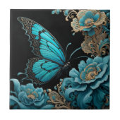 Vlinder in een bloementuin 's nachts tegeltje (Voorkant)
