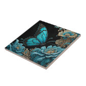 Vlinder in een bloementuin 's nachts tegeltje (Zijkant)