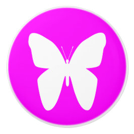 Vlinder in elke kleur op Roze Keramische Knop