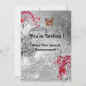 VLINDER IN FONTAINE 2 Elegant Trouw Monogram Kaart (Achterkant)