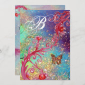 VLINDER IN FONTAINE 2 Elegant Trouw Monogram , Kaart (Voorkant / Achterkant)