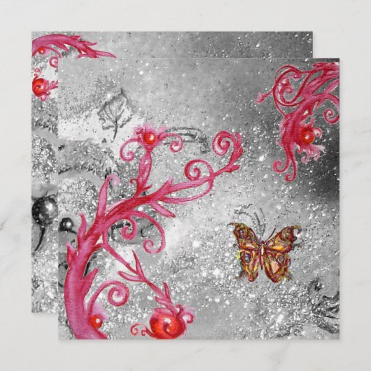 VLINDER IN FONTAINEKUIST 2, Elegant Huwelijksfeest Kaart (Voorkant / Achterkant)