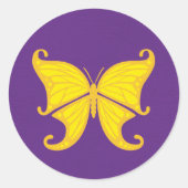 Vlinder in Geel Ronde Sticker (Voorkant)