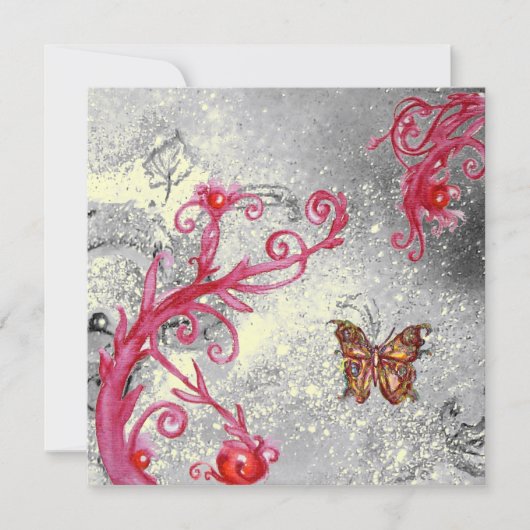 VLINDER IN GLANS 2 rood goud metallic bruiloft Kaart (Voorkant)