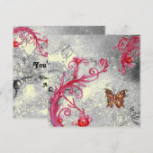 VLINDER IN GLANS 2 rood goud metallic bruiloft Kaart (Voorkant / Achterkant)