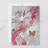 VLINDER IN GLITTER 2 Elegant Trouw Monogram Kaart (Voorkant)