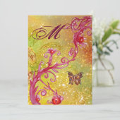 VLINDER IN GLITTER 2 Elegant Trouw Monogram Kaart (Staand voorkant)