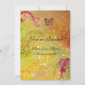 VLINDER IN GLITTER 2 Elegant Trouw Monogram Kaart (Achterkant)