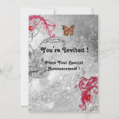 VLINDER IN GLITTER 2 Elegante Trouw Monogram Kaart (Achterkant)